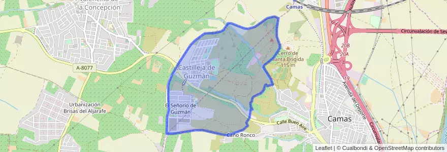 Mapa de ubicacion de Castilleja de Guzmán.