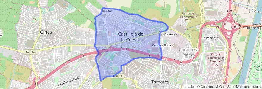 Mapa de ubicacion de Castilleja de la Cuesta.