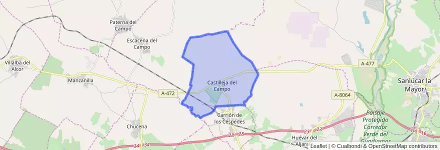 Mapa de ubicacion de Castilleja del Campo.
