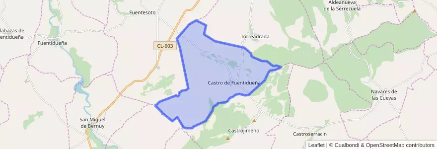 Mapa de ubicacion de Castro de Fuentidueña.