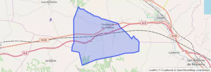 Mapa de ubicacion de Caudete de las Fuentes.