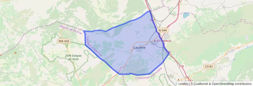 Mapa de ubicacion de Caudete.