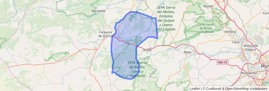 Mapa de ubicacion de Cehegín.
