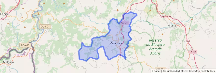 Mapa de ubicacion de Celanova.