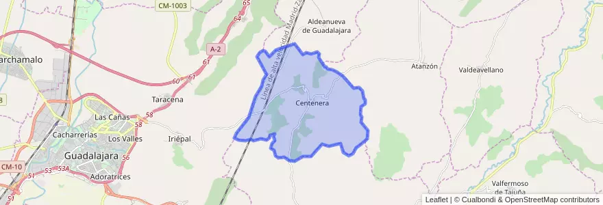 Mapa de ubicacion de Centenera.