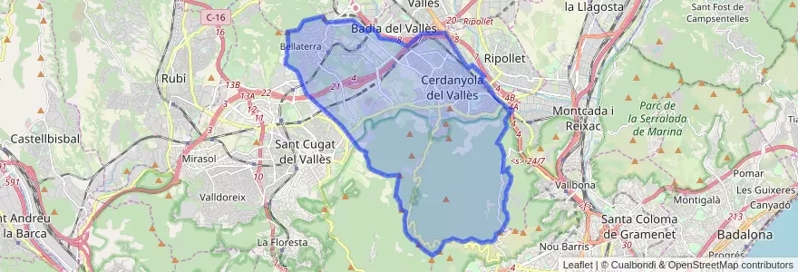 Mapa de ubicacion de Cerdanyola del Vallès.