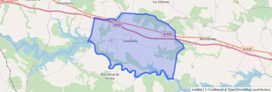 Mapa de ubicacion de Cernadilla.