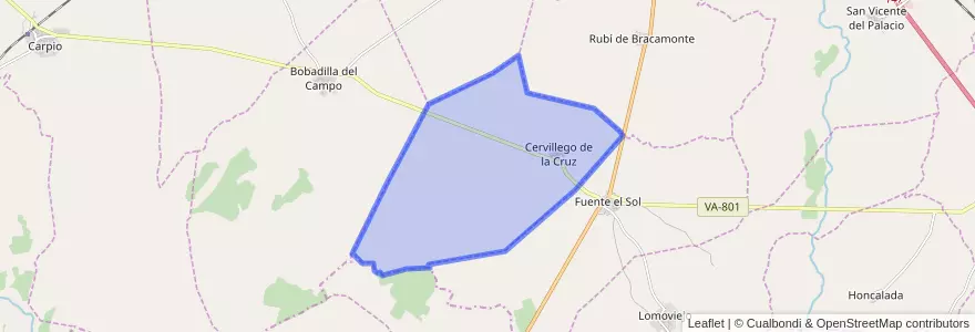 Mapa de ubicacion de Cervillego de la Cruz.