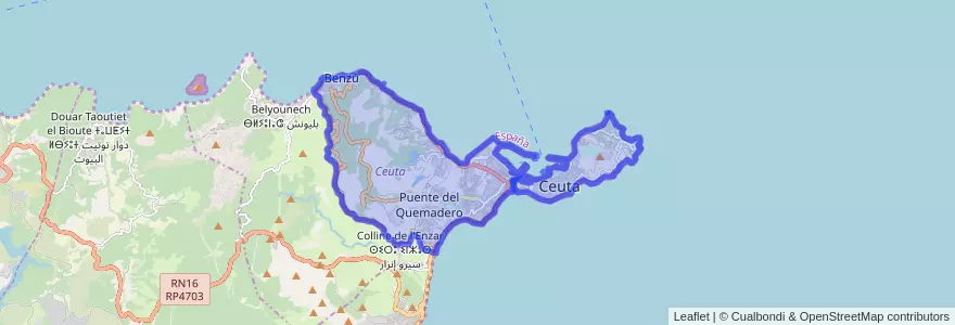 Mapa de ubicacion de Ceuta.