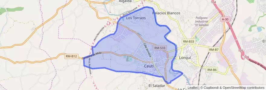 Mapa de ubicacion de Ceutí.