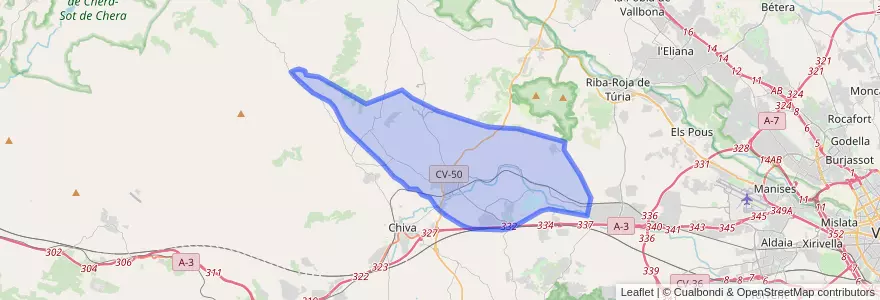 Mapa de ubicacion de Cheste.