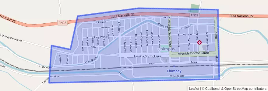Mapa de ubicacion de Chimpay.