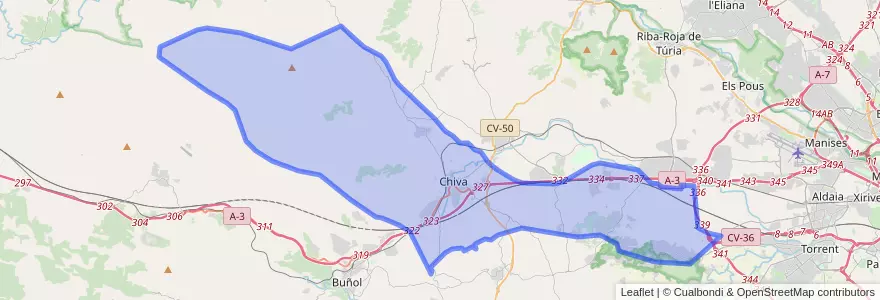 Mapa de ubicacion de Chiva.