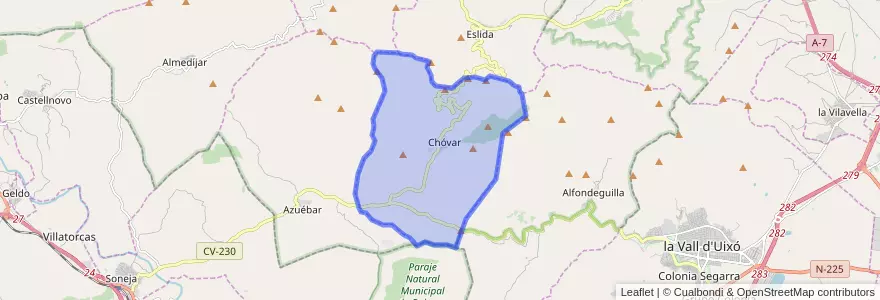Mapa de ubicacion de Chóvar.