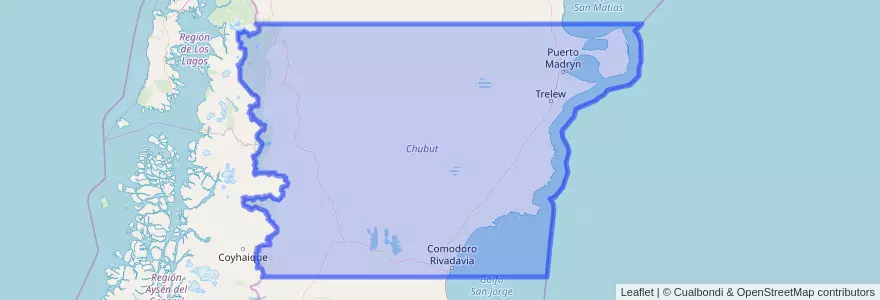 Mapa de ubicacion de Chubut.