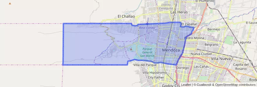 Mapa de ubicacion de Ciudad de Mendoza.