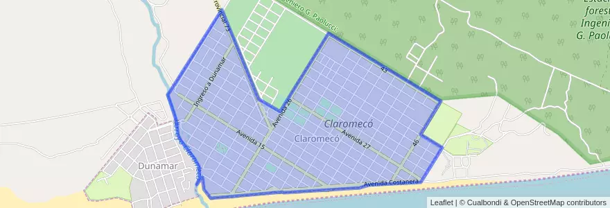 Mapa de ubicacion de Claromecó.