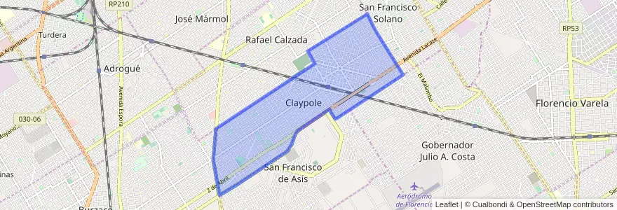 Mapa de ubicacion de Claypole.