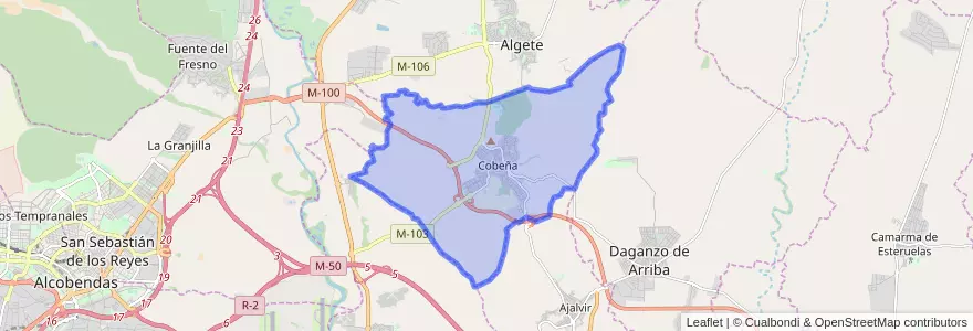 Mapa de ubicacion de Cobeña.