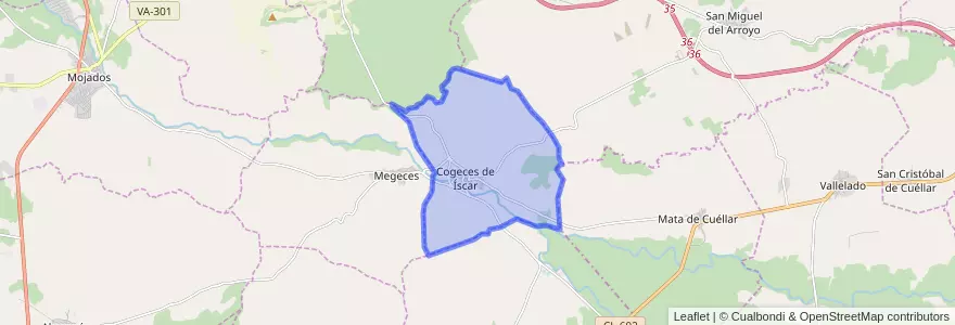 Mapa de ubicacion de Cogeces de Íscar.