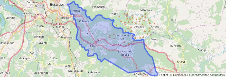 Mapa de ubicacion de Coirós.