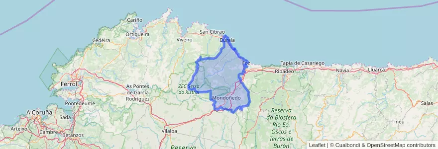 Mapa de ubicacion de A Mariña Central.