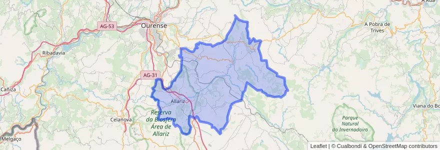 Mapa de ubicacion de Allariz-Maceda.