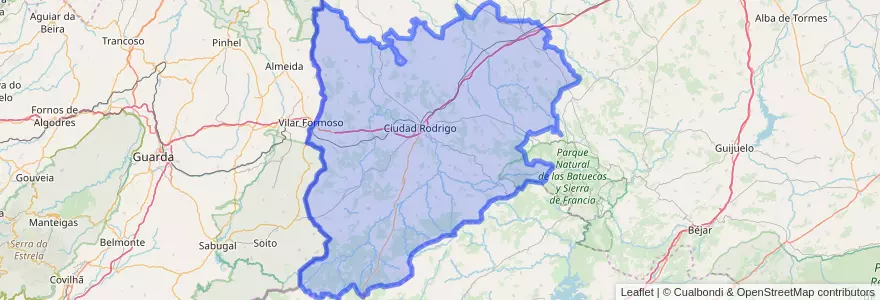 Mapa de ubicacion de Comarca de Ciudad Rodrigo.