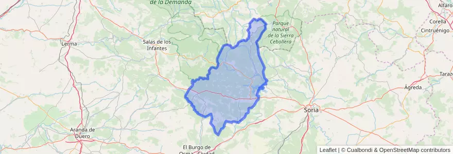Mapa de ubicacion de Comarca de Pinares.