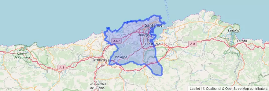 Mapa de ubicacion de Santander.