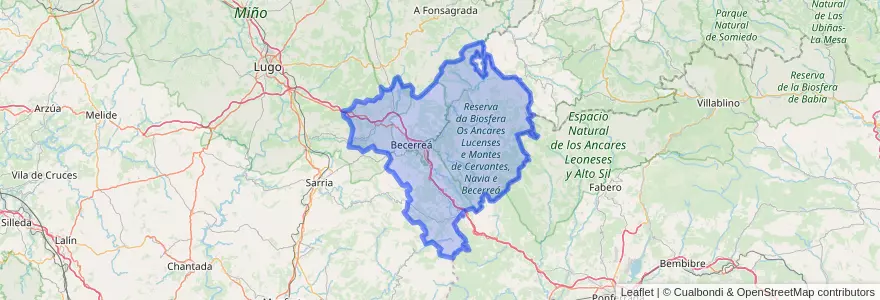 Mapa de ubicacion de Os Ancares.