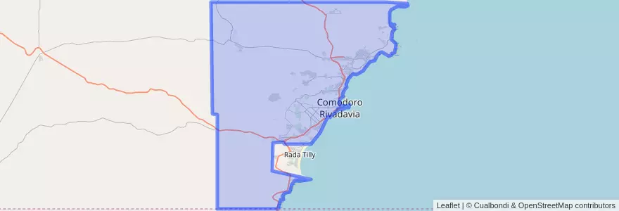 Mapa de ubicacion de Comodoro Rivadavia.