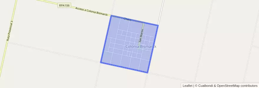 Mapa de ubicacion de Comuna de Colonia Bismarck.
