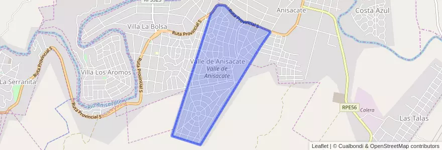 Mapa de ubicacion de Comuna de Valle de Anisacate.