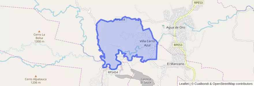 Mapa de ubicacion de Comuna de Villa Cerro Azul.