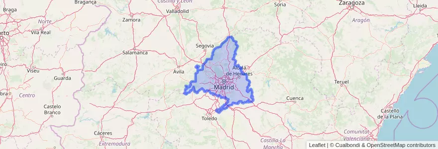 Mapa de ubicacion de بخش خودمختار مادرید.
