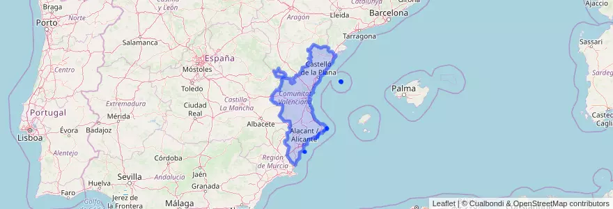 Mapa de ubicacion de Comunitat Valenciana.