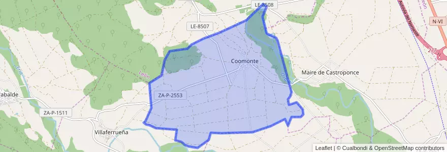 Mapa de ubicacion de Coomonte.