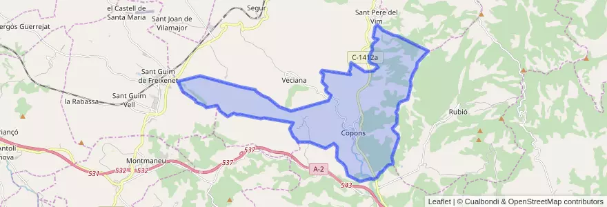 Mapa de ubicacion de Copons.