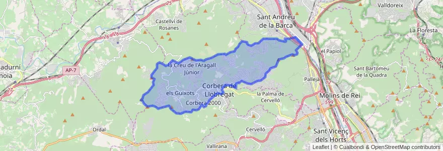 Mapa de ubicacion de Corbera de Llobregat.