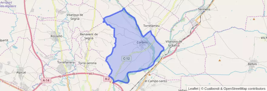 Mapa de ubicacion de Corbins.