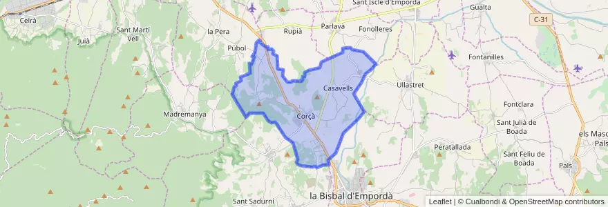 Mapa de ubicacion de Corçà.