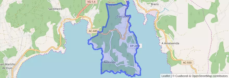 Mapa de ubicacion de Corcubión.