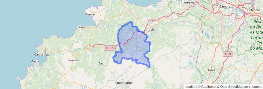 Mapa de ubicacion de Coristanco.