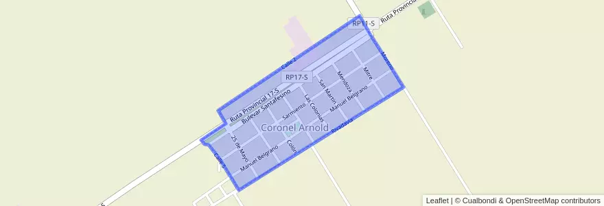 Mapa de ubicacion de Coronel Arnold.