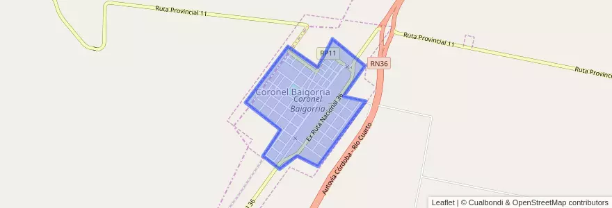 Mapa de ubicacion de Coronel Baigorria.