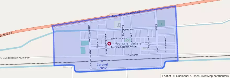 Mapa de ubicacion de Coronel Belisle.