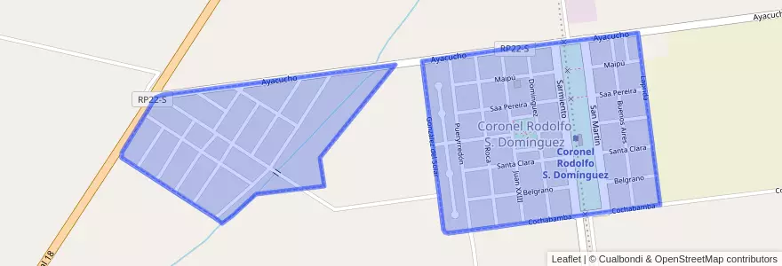 Mapa de ubicacion de Coronel Rodolfo S. Domínguez.