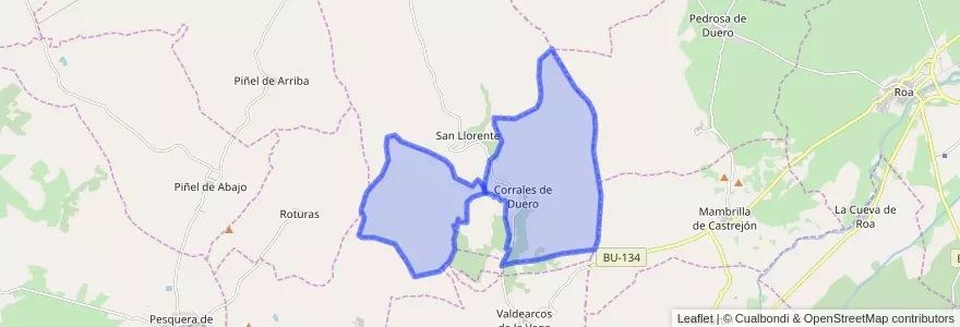 Mapa de ubicacion de Corrales de Duero.