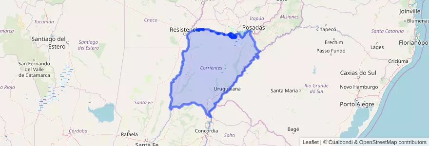 Mapa de ubicacion de Corrientes.
